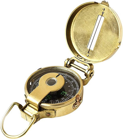 collectiblesBuy Vintage Old Style Military Compass Nautical Pocket Shiny Brass Navigational Instrument Pocket Compass | Engraved Gift for Husband, Son, Scouts, Camping, Hiking