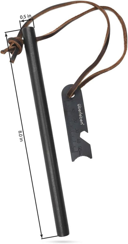 überleben Kräftig Ferro Rod Fire Starter for Survival w/Multi-Tool Fire Striker, Lanyard - 1/2" Thick Fire Steel, 20,000 Strikes - Waterproof Flint and Steel - Camping Fire Starter Rod