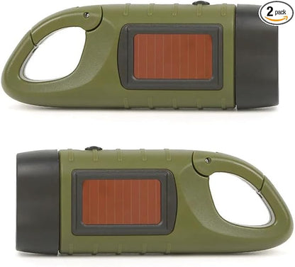 (2 pack) flashlight for camping and emergency - SolarCrank Flashlight - Hand Cranked flashlights - LED Lights, Solar Powered & Lightweight