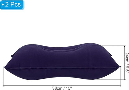 PATIKIL Inflatable Pillow, 2 Pack Squared Ultralight Camping Travel Pillow Desk Rest Neck Support for Hiking Backpacking Office, Dark Purple