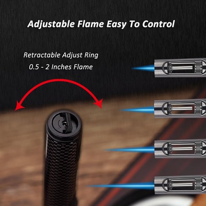 HONEST Torch Lighters Butane Lighters Refillable Single Jet Flame for Candle Grill BBQ Camping (Blue)