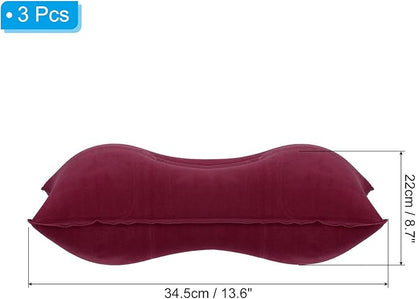 PATIKIL Inflatable Pillow, 3 Pack Ultralight Camping Travel Pillow Desk Rest Neck Support for Hiking Backpacking Office, Wine Red