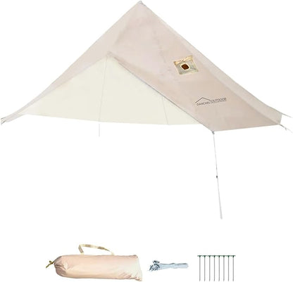 DANCHEL OUTDOOR 4 Season Waterproof Rain Fly Tarp for Yurt Tent, Portable Glamping Tent Cover Protector Awning Canopy for B5 Bell Tent Stove Jack Camping Accessories Beige(9.8/13/16.4/20ft)