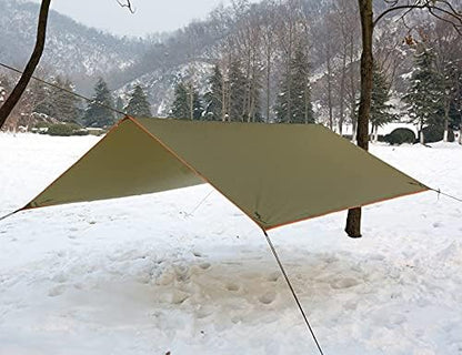 FREE SOLDIER Waterproof Portable Tarp Multifunctional Outdoor Camping Traveling Awning Backpacking Tarp Shelter Rain Tarp(Simplify Olive Brown 10×10ft)