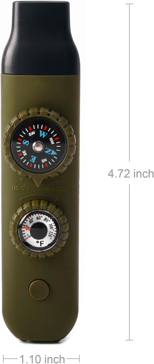 Viriber Whistle Emergency Camping Hiking Survival Whistle，Outdoor Multifunctional Tool with Lanyard,Compass,Thermometer,Ideal for Kayaking, Boating,Climbing