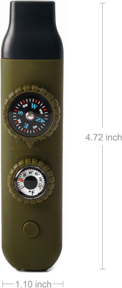 Viriber Whistle Emergency Camping Hiking Survival Whistle，Outdoor Multifunctional Tool with Lanyard,Compass,Thermometer,Ideal for Kayaking, Boating,Climbing