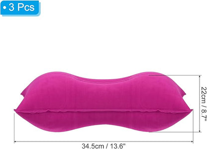 PATIKIL Inflatable Pillow, 3 Pack Ultralight Camping Travel Pillow Desk Rest Neck Support for Hiking Backpacking Office, Pink
