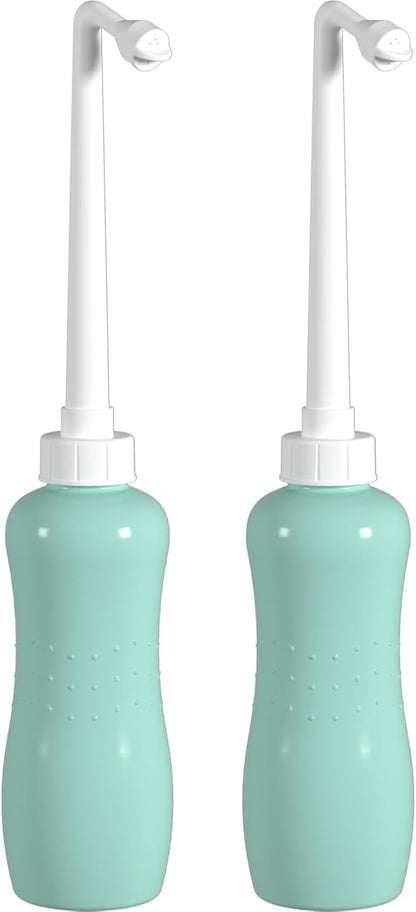 Hibbent 2 Pack Portable Bidet Sprayer, Travel Bidet with Handheld Bidet Bottle for Personal Hygiene Care, Personal Cleansing Use, Extended Nozzle, 17oz(500ml) Bathroom Toilet Bidet Spray, Green