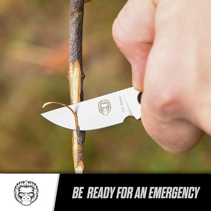 Holtzman's Gorilla Survival 'Scalpel' Fixed Blade Utility Knife with D2 Sheath, Belt Clip (Silver)