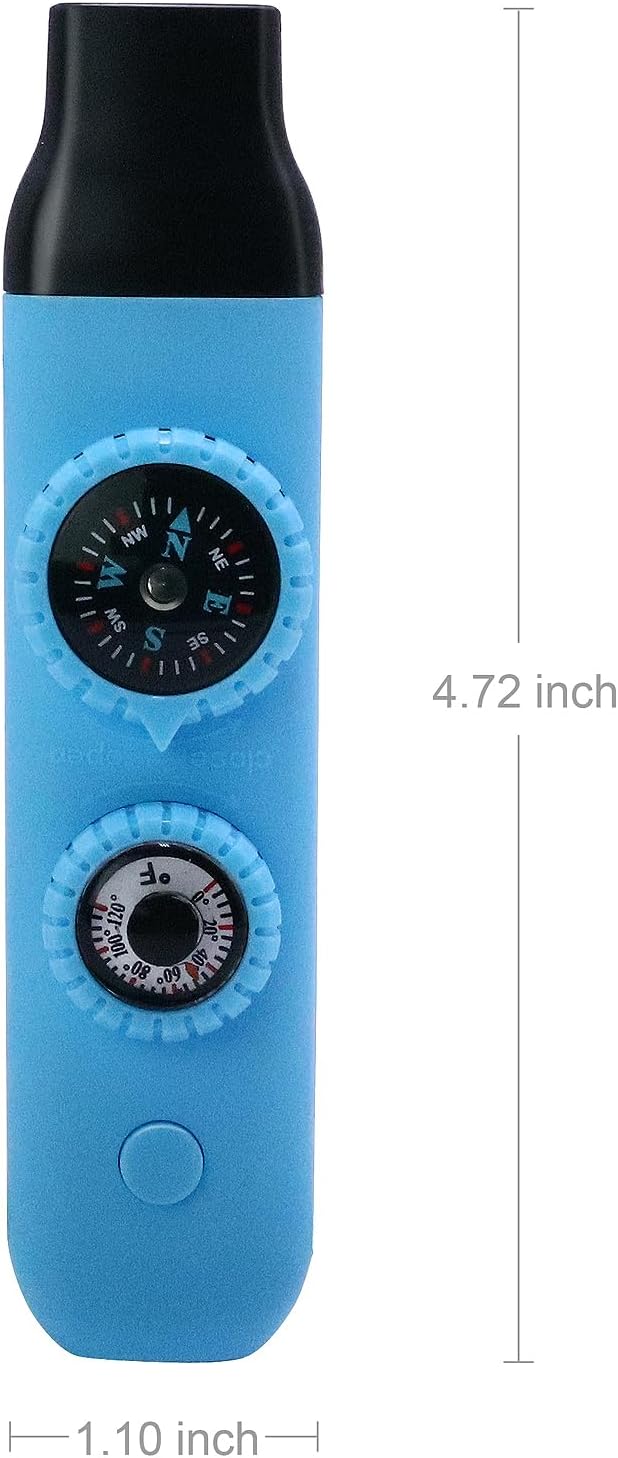 Viriber Whistle Emergency Camping Hiking Survival Whistle，Outdoor Multifunctional Tool with Lanyard,Compass,Thermometer,Ideal for Kayaking, Boating,Climbing