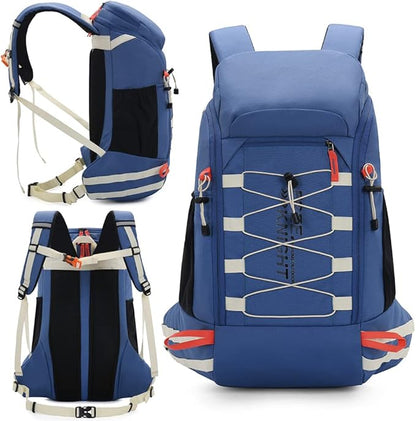Bseash 40L Waterproof Hiking Camping Backpack with Rain Cover, Outdoor Sport Travel Daypack Rucksack for Skiing Cycling (Blue)