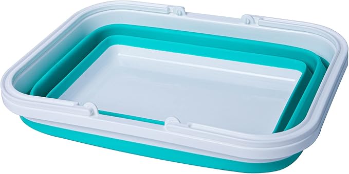 AUTODECO Collapsible Sink 2 Pack with Handle Towel, 2.37 Gal / 9L Foldable Wash Basin for Washing Dishes, Camping, Hiking and Home