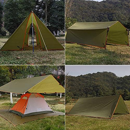 FREE SOLDIER Waterproof Portable Tarp Multifunctional Outdoor Camping Traveling Awning Backpacking Tarp Shelter Rain Tarp(Simplify Olive Brown 10×10ft)