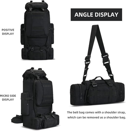 100L Camping Hiking Backpack,Molle military Tactical rucksack backpack,Waterproof Lightweight Hiking Backpack (Black-C)