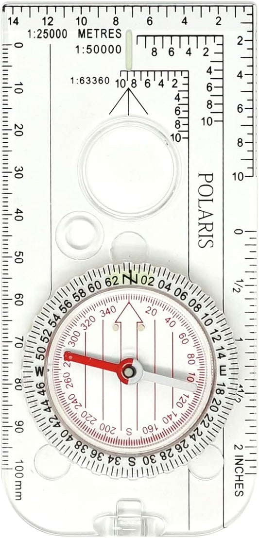 POLARIS Pro Map Compass 360 Degrees & 640 Mils 2-in-1 Scales Waterproof Lightweight Navigation Platecompass/Survival Orienteering Backpacking Military Tactical