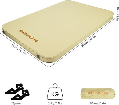 Self Inflating Sleeping Pad - 3.9" Thick Memory Foam for 2 Person - 4 Seasons Portable Lightweight Sleeping Mats for Camping Camping Mattress Pad for Backpacking Hiking Camping Essentials (Double)
