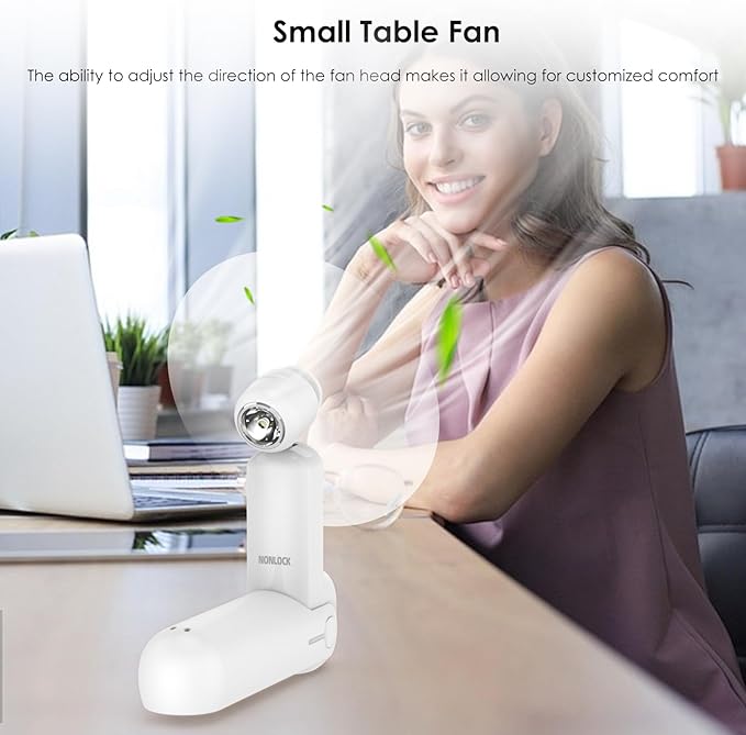 4 IN 1 Portable Handheld Fan,Personal Foldable Cooling Fan, Mini Pocket Fan,Desk Fan,Hand Fan,Flashlight,Power Bank,Table Lamp,Camping Travel Beach Fan, Birthday Gifts for Women Men(White)