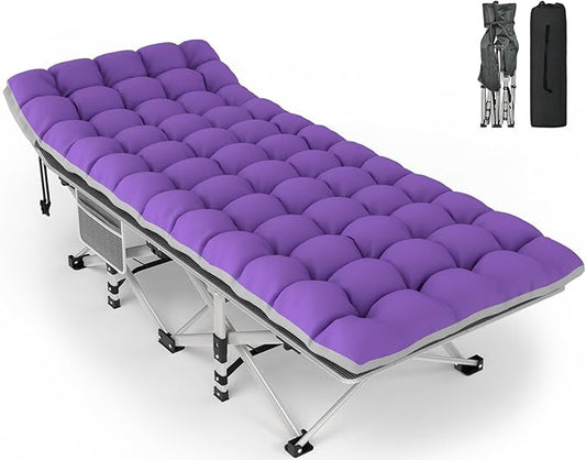 ZENPETIO 28In Folding Camping Cot for Adult, Portable Sleeping Cot with Mattress, Outdoor Heavy Duty Cot Bed for Camp with Carry Bag for Home, Office, Camp, Travel, Vacation(Max Loading 500lbs)