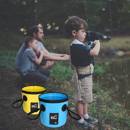 Collapsible Bucket with Handle, Multifunctional Foldable Water Container for Camping, Hiking, Traveling, Fishing, Washing, Gardening, Waterproof, Durable, Lightweight, Black (SFVBLUE, 12L)