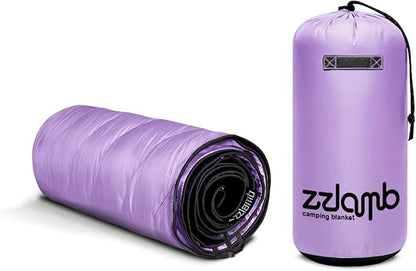 zzlamb Camping Blanket, Lightweight Cloak Puffy Down Alternative Travel Blanket, Portable & Windproof Warm Outdoor Blanket, Cozy Quilt Plane Car Picnic Hammock Beach Backpacking, 52x75in
