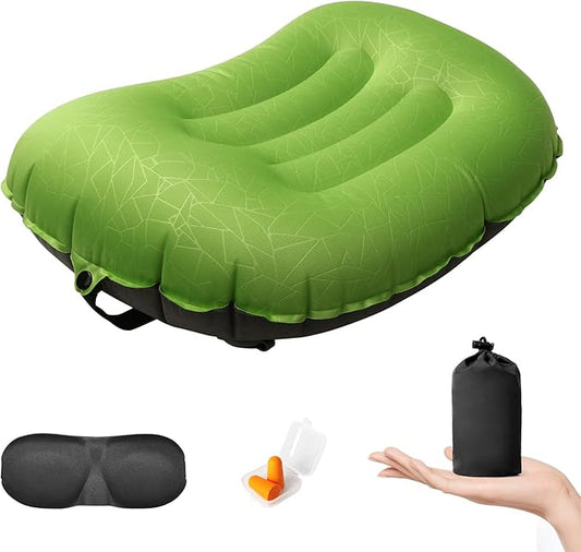 DAWNTREES Inflatable Pillow for Camping,Portable Compressible Ultra-light Travel Inflatable Pillow for Sleeping,Support The Neck and Lumbar,Backpacking Essentials (Green)