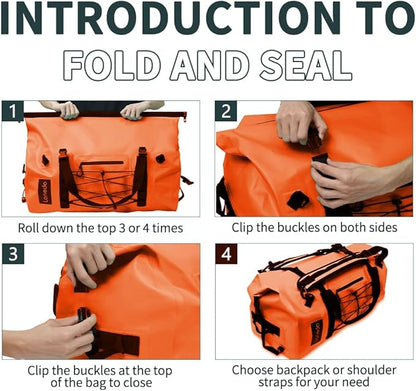 80L Dry Bag Large Waterproof Bag Roll-Top Heavy Duty Fishing Duffel Bag with Durable Straps & Handles for Kayaking Paddle boarding Boating Rafting Fishing