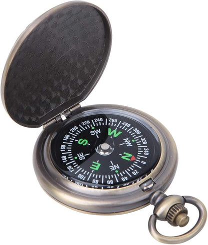 Nikou Vintage Pocket Compass，Kids Classic Portable Compass Accurate Waterproof for Hiking Outdoor Camping Motoring Boating Backpacking Survival Emergency (Zinc Alloy)
