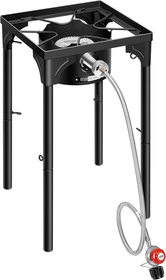 VIVOHOME Single Propane Outdoor Burner 100,000 BTU Camping Stove with Adjustable Legs, Gas Stove for Camp Cookout