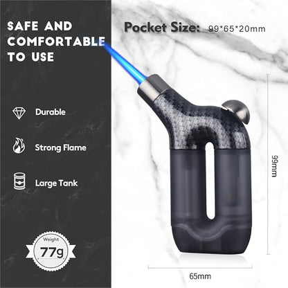 HONEST Torch Lighter Single Jet Flame Butane Lighters Refillable Torch Lighters Adjustable Gas Lighter Windproof Lighters Gift for Men BBQ Grill Camping Without Gas (Carbon Black)