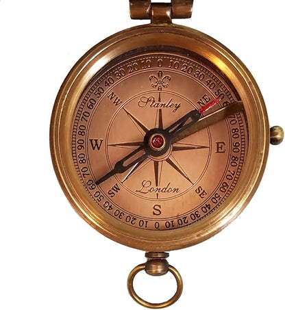 Stanley London Engraved Compass Personalized | Brass Pocket Compass Gifts for Men, Him, Son, Husband, Grandson, Boys | Engravable Antique Gift Compasses for Graduation, Baptism, Confirmation