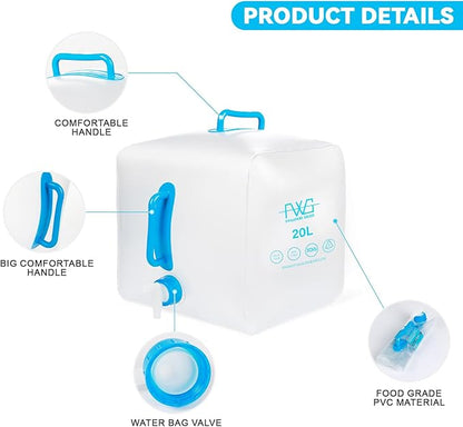 Collapsible Water Container (with Spigot), Camping Water Container,BPA Free Collapsible Water Storage Containers,Suitable For Outdoor Sports, Camping Hiking,Travel,Emergency Backup (1 Pack) 5.3 Gallon