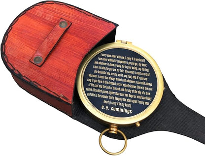 Personalized Brass E.E. Cummings Poem Compass Vintage Style Directional Magnetic/Navigation Push Open Compass Gift Ideas for Valentine's Day, Christmas