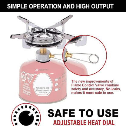 Propane Stove Portable Isobutane Camping Stove with Gas Adapter - 10,000 BTU Single Burner Backpacking Camp Stove for Hiking, Emergency, Outdoor(Include Carrying Case)