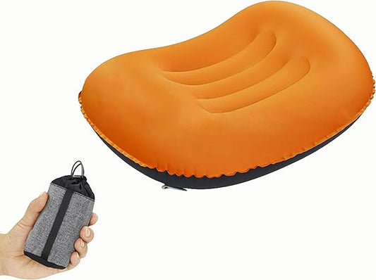 Portable Inflatable Neck Pillow for Outdoor Travel, Camping, Office Naps-Polyester ，Color Available-Simple and Comfortable (16.5 * 12.6 * 4.3in, Orange)