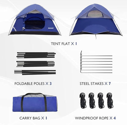 Camping Tent, Waterproof 2/3/4 Person Tents for Camping, Lightweight Easy Set Up Outdoor Hiking Tent Backpacking Tent with Carry Bag, Backpack Tent Suit for Family Beach Hiking Travel