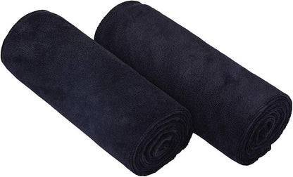 Home Gyms Towel for Men Women Microfiber Gym towels Cycling Workout Sweat Towel Set Quick Dry Exercise Sports Travel Towel Fast Drying 2-Pack (Black x2)