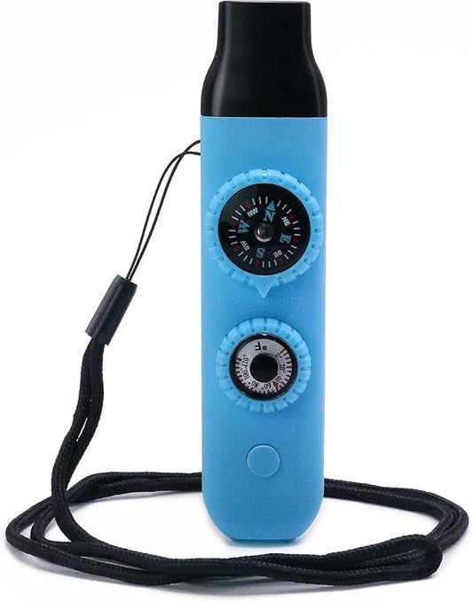 Viriber Whistle Emergency Camping Hiking Survival Whistle，Outdoor Multifunctional Tool with Lanyard,Compass,Thermometer,Ideal for Kayaking, Boating,Climbing