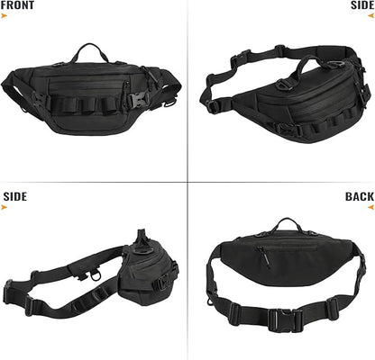 CamGo Tactical Fanny Pack for Men Women Military Waist Bag Molle Utility Hip Belt Pouch Crossbody Bags Bumbag for Cycling Hiking Walking Fishing Black