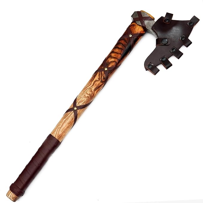 Steel Axe | Ragnar Axe | Camping Axe | Best Gift for him | Brown Wrapped Handle with Leather Sheath
