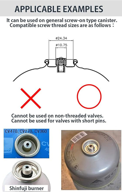 CAMPINGMOON Camping Grill Propane Gas Stove Adapter with Extend Hose(41"/105cm), Input: EN417 Lindal Valve Canister, Output: Propane Gas Stove Z29-105
