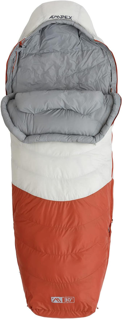 AMPEX Sleeping Bag | Down Sleeping Bags & Alternative Down Bags for Cold Weather Camping Backpacking Hiking - 20° Mummy XL & Reg, 30° Hybrid XL & Reg