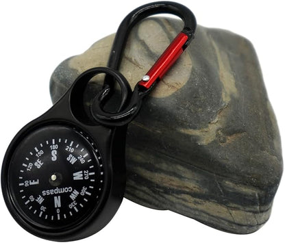 Sanung C-50 Mini Survival Compass with Carabiner, 2 Pieces 2 in 1 Zinc Alloy Clip-on Direction Guide Keychain Holder Hook Emergency Kit Tools for Outdoor Camping Hiking Hunting Mountaineering