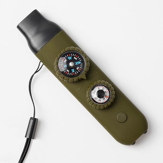 Viriber Whistle Emergency Camping Hiking Survival Whistle，Outdoor Multifunctional Tool with Lanyard,Compass,Thermometer,Ideal for Kayaking, Boating,Climbing