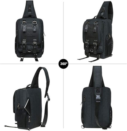 KAUKKO Canvas Messenger Bag Cross Body Shoulder Sling Backpack Travel Hiking Chest Bag
