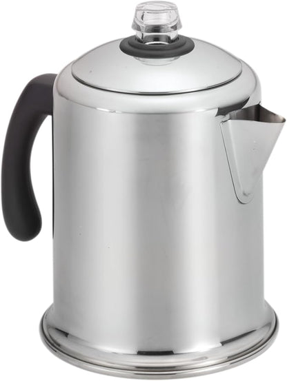 Farberware 50124 Classic Yosemite Stainless Steel Coffee Percolator - 8 Cup, Silver,Stovetop