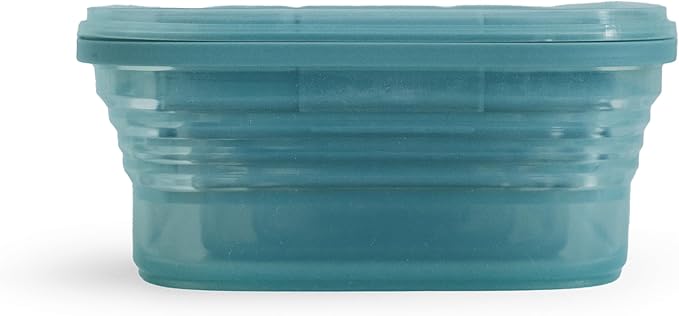 Stojo Nestable Collapsible Food Storage Container -Set of 4, Eucalyptus- Leak-Proof Airtight Seal Made With Food Grade Silicone For Meal Prep, Lunch Box, Pantry Organizer - Microwave & Dishwasher Safe