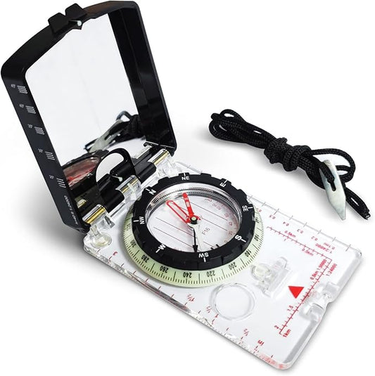 Posinly Advanced Orienteering Compass - Survival Whistle, Map Reading Field Compass for Camping, Hiking & Navigation, Great for Kids
