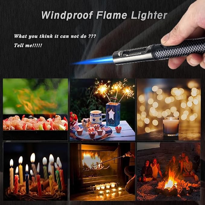 HONEST Torch Lighters Butane Lighters Refillable Single Jet Flame for Candle Grill BBQ Camping (Blue)