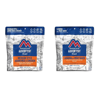 Mountain House Mexican Style Adobo Rice & Chicken | Freeze Dried Backpacking & Camping Food | 2-Servings | Gluten-Free & Lasagna with Meat Sauce | Freeze Dried Backpacking & Camping Food |2 Servings