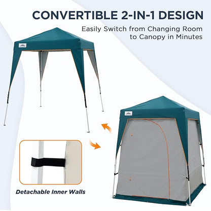 EAGLE PEAK 6x6 Pop Up Privacy Tent with Ground Mat, Portable Changing Room & Outdoor Shower Tent, Portable Canopy for Camping, Hiking, Pool Parties, Photoshoots or Toilet Shelters (Gray/Blue)